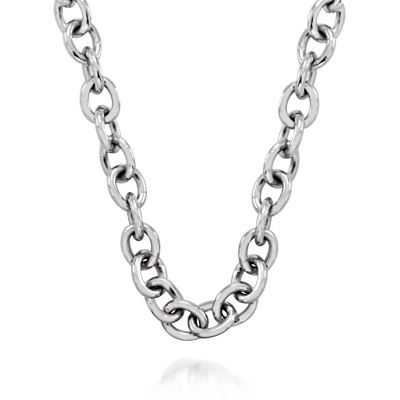  Cadena para hombre tejido rolo, 60cms de largo, en oro blanco de 18 Kilates.