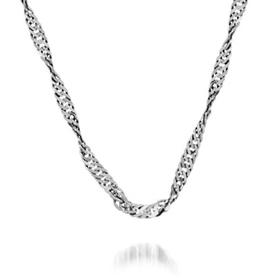  Cadena Singapur, 50cm de largo, en oro blanco de 18 Kilates.