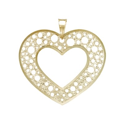 Dije corazón, visos, en oro amarillo 18 kilates.