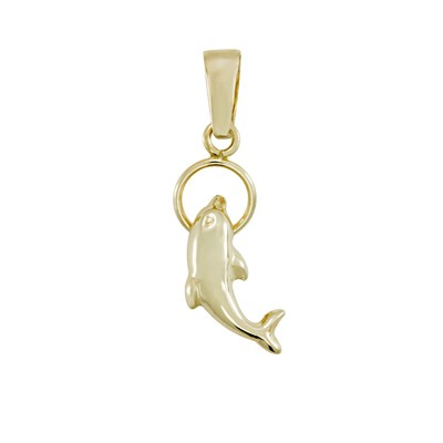  Dije delfín en oro amarillo 18 kilates.